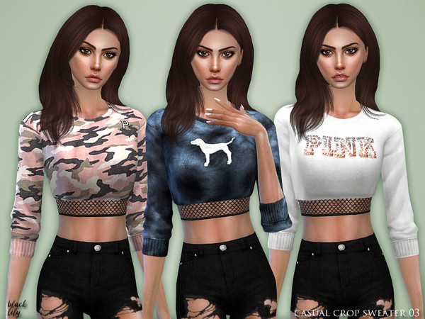 Sims 4 Casual Crop Sweater 03 by Black Lily at TSR