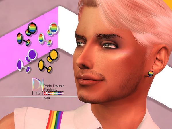 Sims 4 Pride Collection 19 Double Earrings by DarkNighTt at TSR