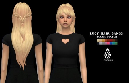 Lucy Hair Bangs at Leo Sims » Sims 4 Updates