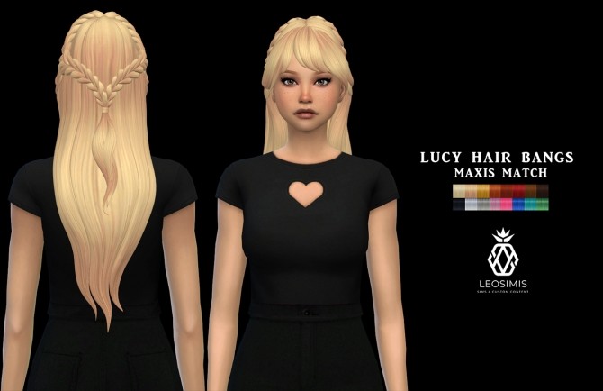 Sims 4 Lucy Hair Bangs at Leo Sims