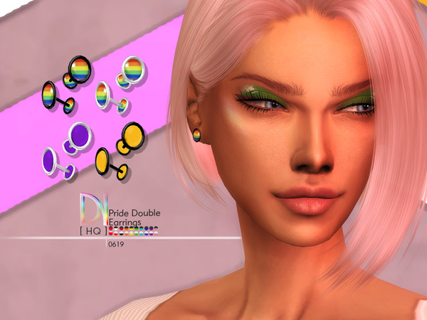 Sims 4 Pride Collection 19 Double Earrings by DarkNighTt at TSR