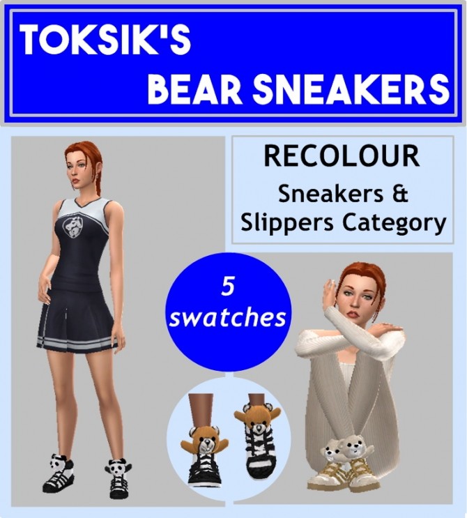 Sims 4 TOKSIK’S BEAR SNEAKERS/SLIPPERS at Sims4Sue