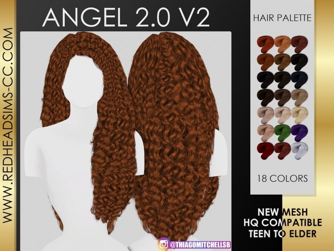 Sims 4 ANGEL HAIR 2.0 by Thiago Mitchell at REDHEADSIMS