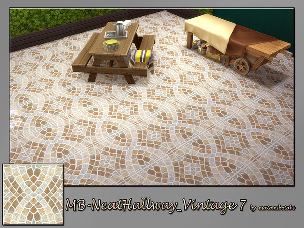 Sims 4 MB Neat Hallway Vintage 7 stone tile floor by matomibotaki at TSR