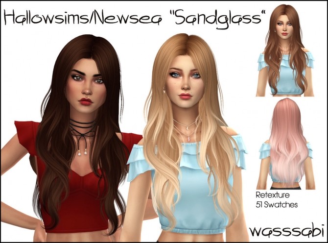Sims 4 Hallowsims/Newsea Sandglass hair retextured at Wasssabi Sims