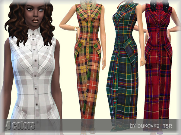 Sims 4 Checkered Dress by bukovka at TSR