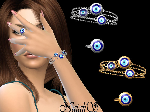 Sims 4 Evil eye bracelets left with ring by NataliS at TSR