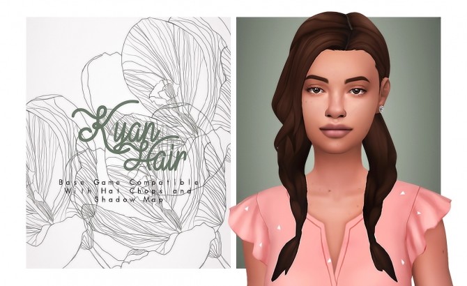 Sims 4 Kyan Hair long braid with a one side bang at Isjao – working on uni