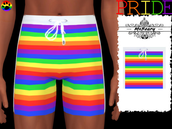 Sims 4 Rainbow Striped Swim Trunks by MsBeary at TSR