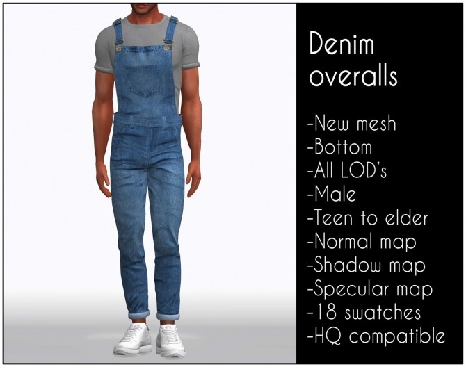 Sims 4 Denim overalls at LazyEyelids