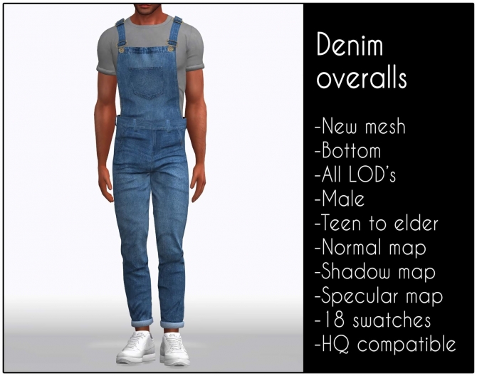 Denim overalls at LazyEyelids » Sims 4 Updates