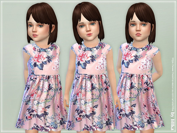 Sims 4 Floral Mikado Dress by lillka at TSR