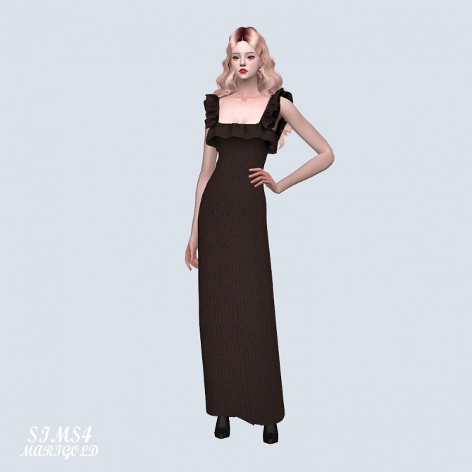 Sims 4 Frill Frill Long Dress (P) at Marigold