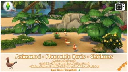 Animated Placeable Birds – Chickens by Bakie at Mod The Sims