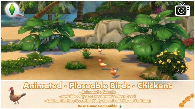 Sims 4 Animated Placeable Birds   Chickens by Bakie at Mod The Sims