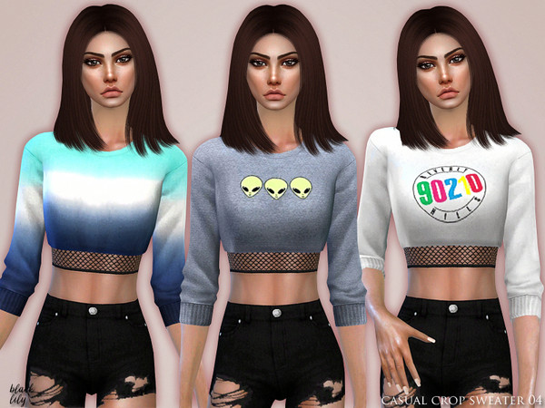 Sims 4 Casual Crop Sweater 04 by Black Lily at TSR