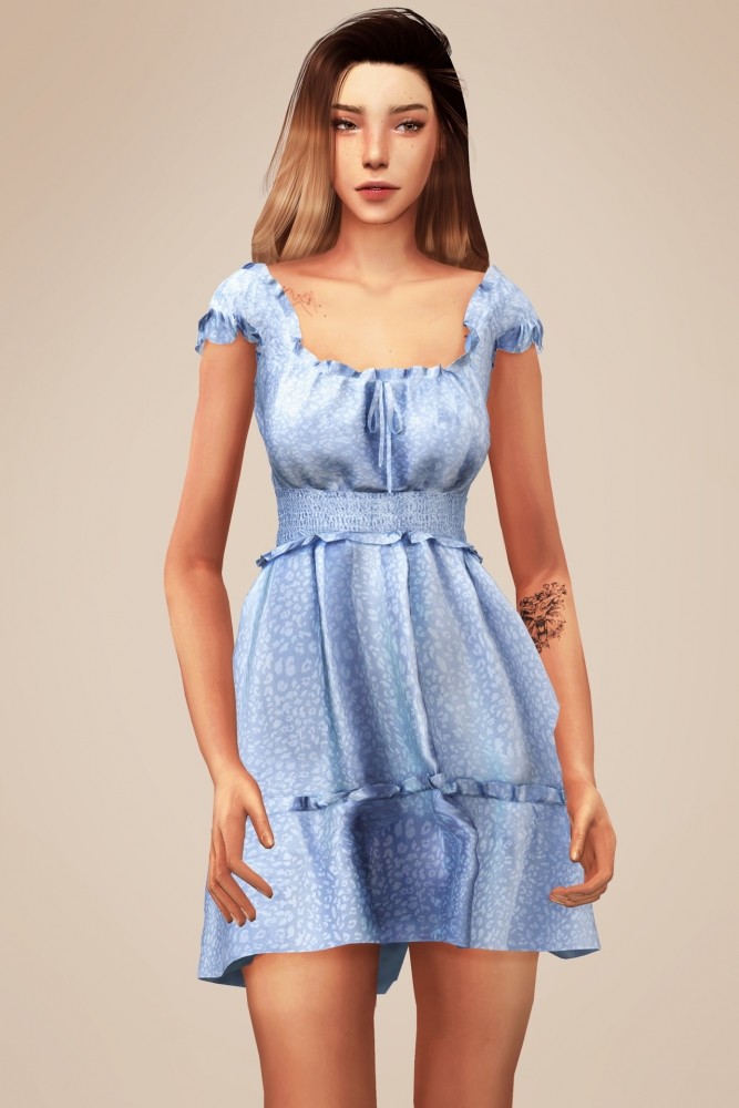 Sims 4 Sleeveless A Line Dress at Elliesimple