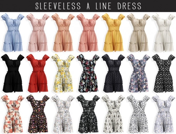 Sims 4 Sleeveless A Line Dress at Elliesimple