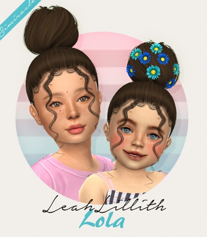 Sims 4 LeahLillith Lola hair + flowers for kids and toddlers at Simiracle