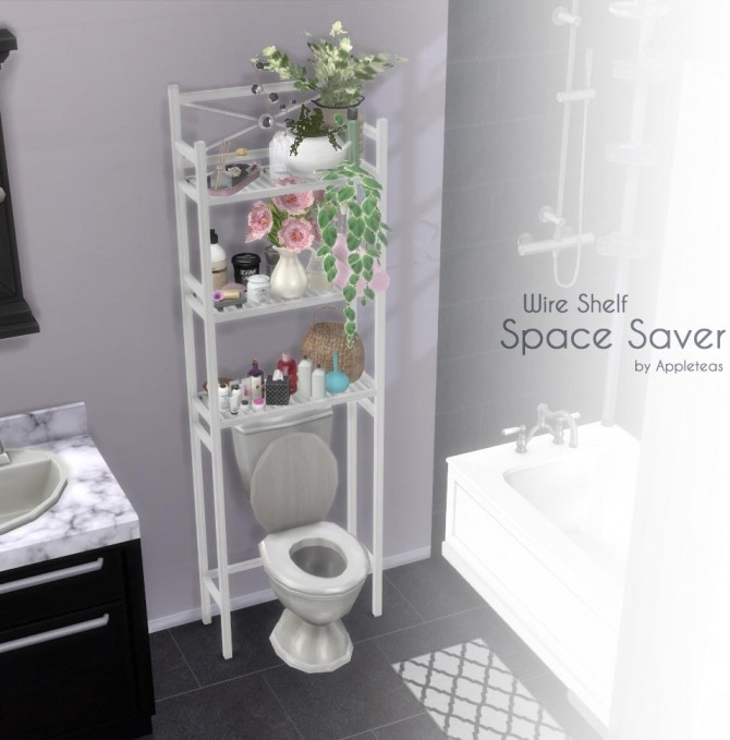 Sims 4 Wire Shelf Space Saver by appleteas at Mod The Sims