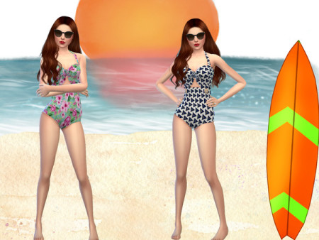 Floral and Nautical Swimsuit by twosister42 at TSR