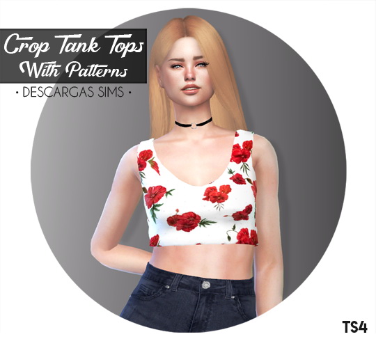 Crop Tank Tops With Patterns at Descargas Sims » Sims 4 Updates