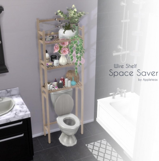 Sims 4 Wire Shelf Space Saver by appleteas at Mod The Sims