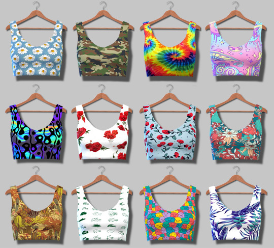 Sims 4 Crop Tank Tops With Patterns at Descargas Sims