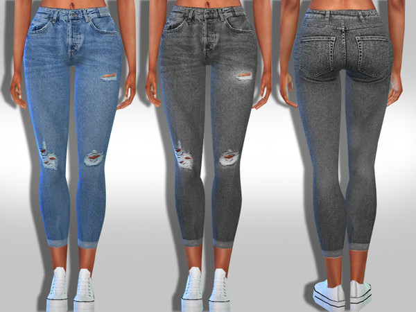 Sims 4 Skinny Ripped Fit Jeans by Saliwa at TSR