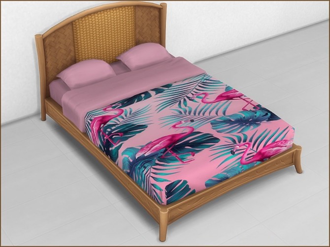 Sims 4 Mea Wicker Tropical Double Bed by oumamea at Mod The Sims