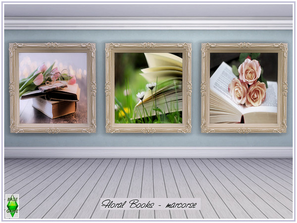 Sims 4 Floral Books paintings by marcorse at TSR