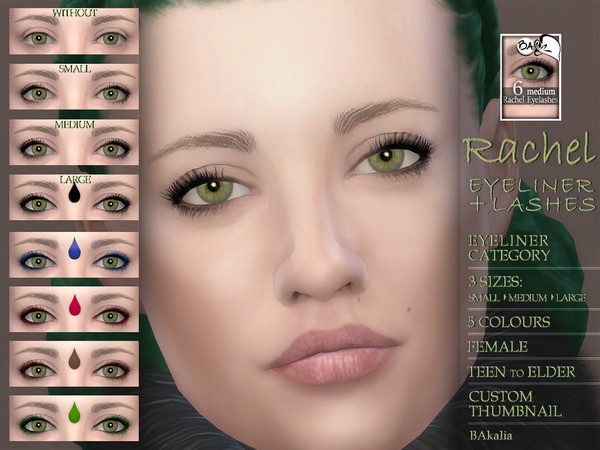 Sims 4 Rachel eyeliner + lashes by BAkalia at TSR