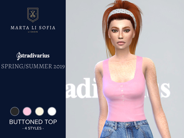 Sims 4 Buttoned Tank Top by martalisofia at TSR