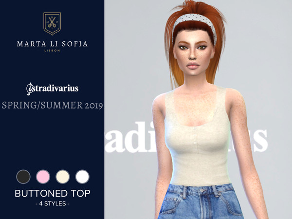Sims 4 Buttoned Tank Top by martalisofia at TSR