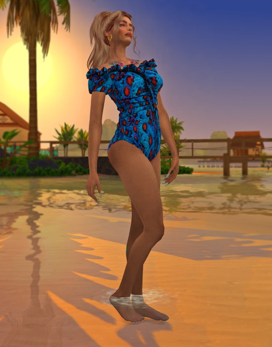 Sims 4 Shirring Offshoulder Monokini at Kiro