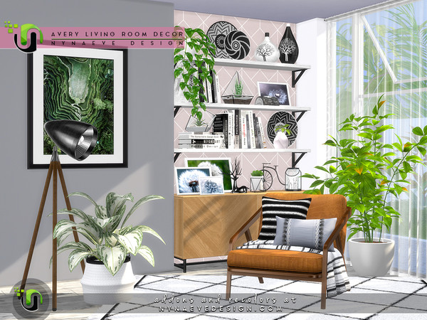 Sims 4 Avery Living Room Decor by NynaeveDesign at TSR