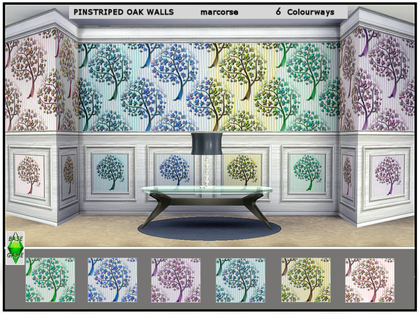 Sims 4 Pinstriped Oak Walls by marcorse at TSR