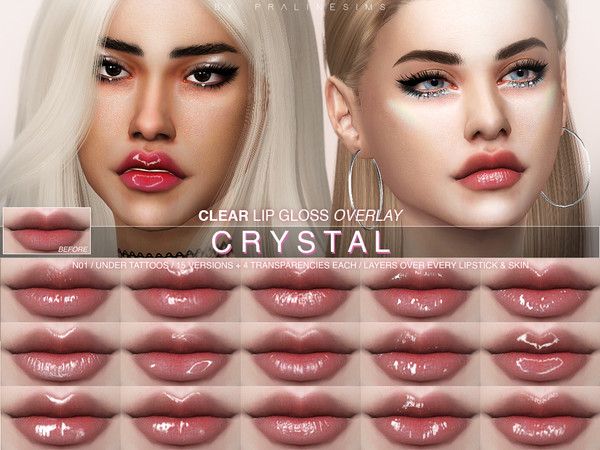Sims 4 Crystal Clear Lipgloss Pack N01 by Pralinesims at TSR