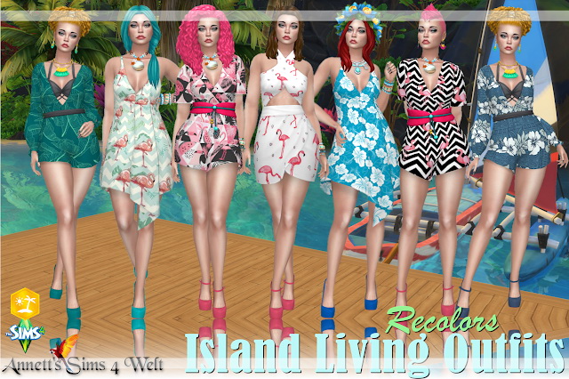 Sims 4 Island Living Outfit Recolors at Annett’s Sims 4 Welt