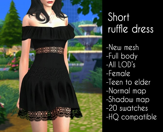 Sims 4 Short ruffle dress at LazyEyelids