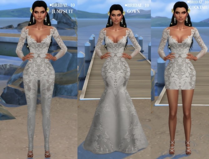 Sims 4 BRIDAL 10 SET: gown, dress & jumpsuit at Mably Store
