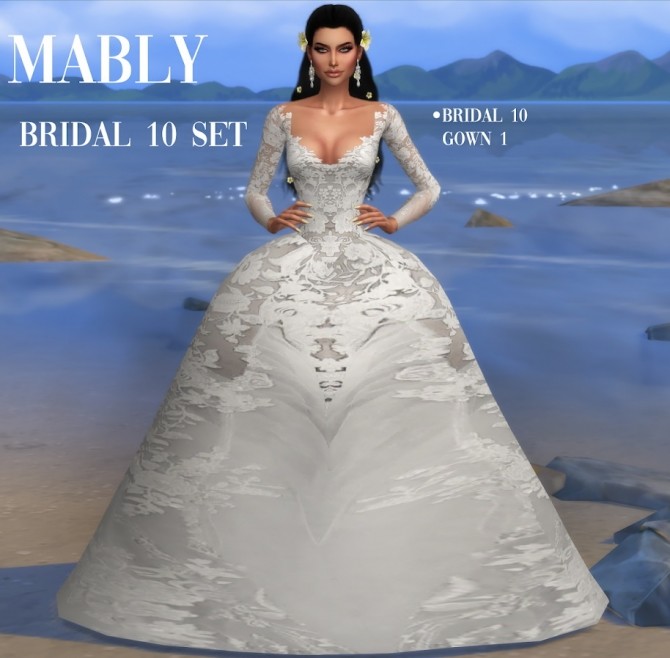 Sims 4 BRIDAL 10 SET: gown, dress & jumpsuit at Mably Store