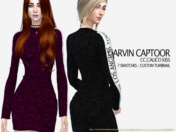 Sims 4 Calico Kiss dress by carvin captoor at TSR
