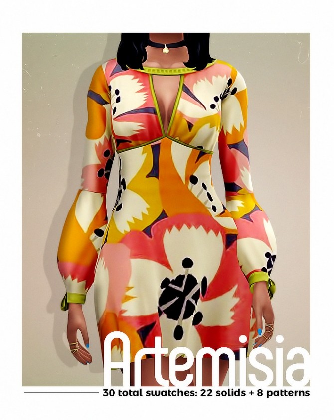 Sims 4 ARTEMISIA retro dress at Viiavi