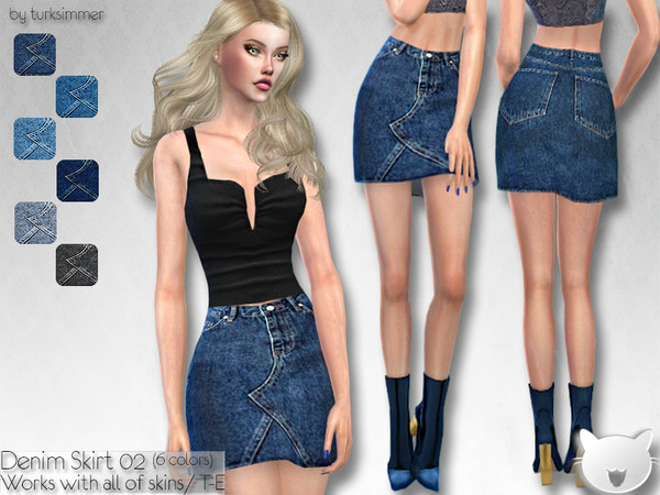 Sims 4 Denim Skirt 02 by turksimmer at TSR