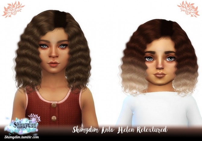 Sims 4 Anto Helen Hair Retexture Child & Toddler + Ombre Naturals + Unnaturals at Shimydim Sims