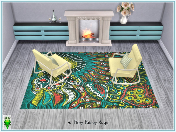 Sims 4 Fishy Paisley Rugs by marcorse at TSR