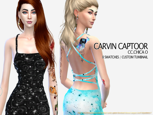 Sims 4 Chica O dress by carvin captoor at TSR