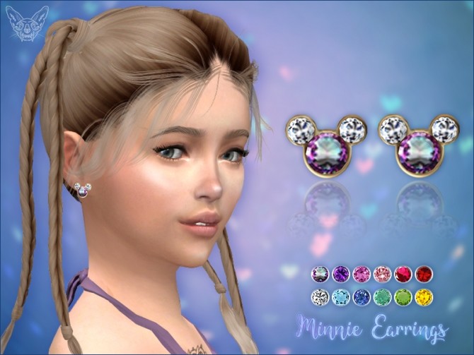 Sims 4 Minnie Earrings With Birthstones For Kids at Giulietta