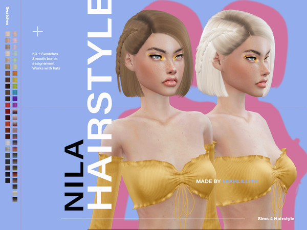 Sims 4 Nila Hair by Leah Lillith at TSR